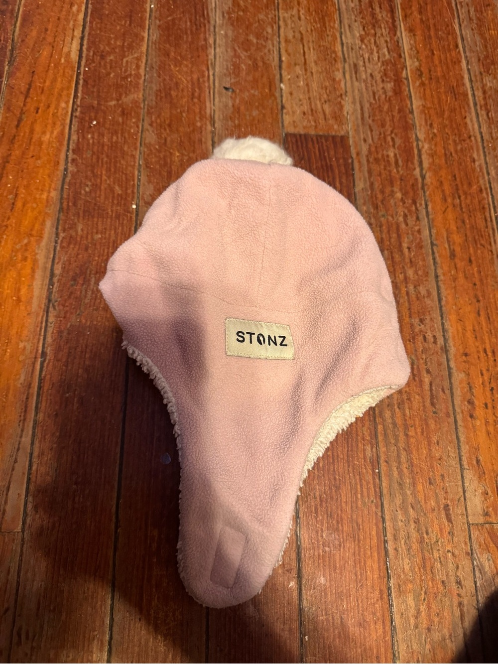 Stonz Pink Fleece Kids Hat with Sherpa Trim